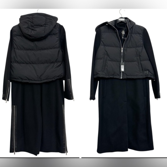 NWT MOOSE KNUCKLES Ranelagh Convertible Puffer Hooded Shell & Wool Coat Sz L - Picture 5 of 16